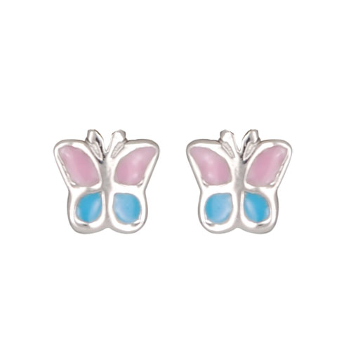 Schmetterling Ohrstecker rosa/blau 925 Silber
