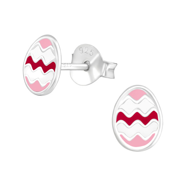 Ohrstecker Osterei rosa rot 925 Silber e-coated
