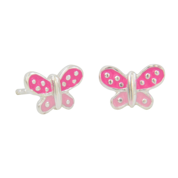Ohrstecker Schmetterling pink 925 Silber e-coated