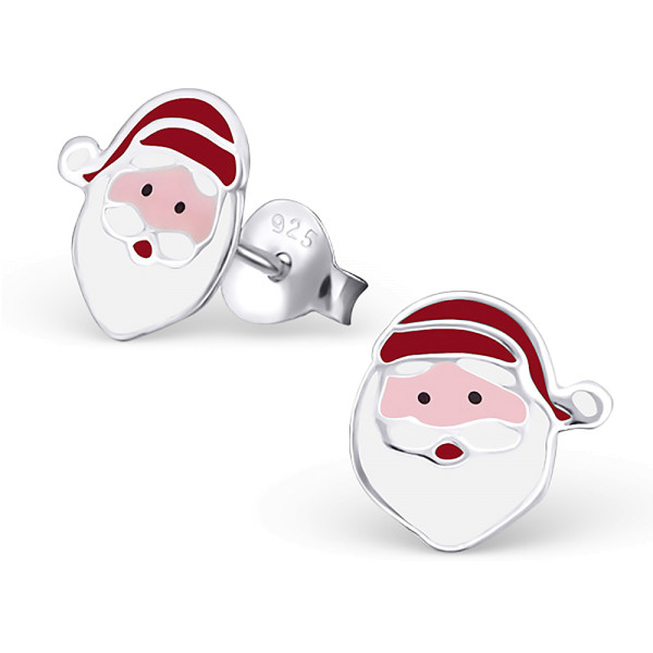 Ohrstecker Weihnachtsmann Kopf 925 Silber e-coated
