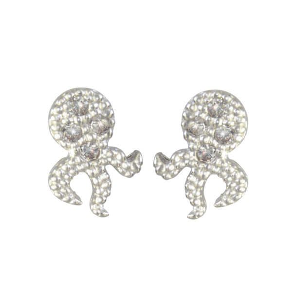 Ohrstecker Oktopus 8 mm 925 Silber rhodiniert