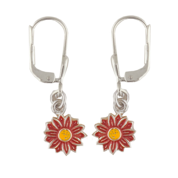Ohrhänger Blüte rot 925 Silber