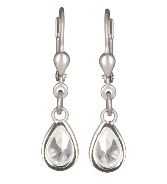 Ohrhänger Kristalltropfen 6 x 4 mm in Crystal 925 Silber
