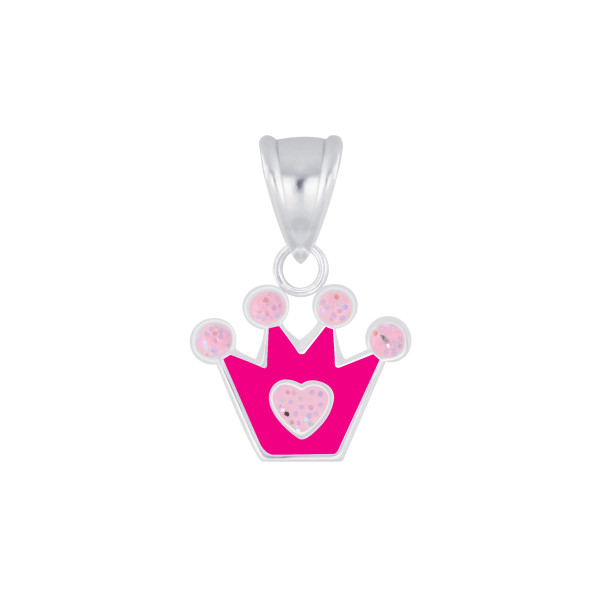 Anhänger Krone pink 925 Silber e-coated