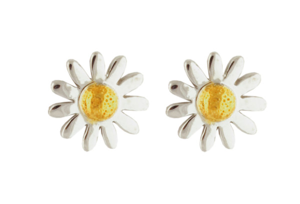 Ohrstecker Blüte mit goldener Mitte 925 Silber