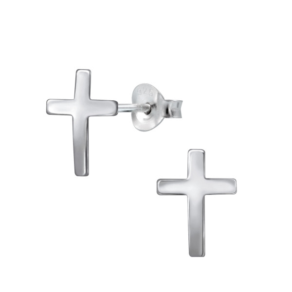 Ohrstecker Kreuz groß 925 Silber e-coated