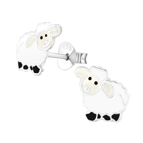 Ohrstecker Schäfchen Schaf 925 Silber e-coated
