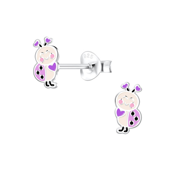 Ohrstecker rosa echter Marienkäfer 925 Silber
