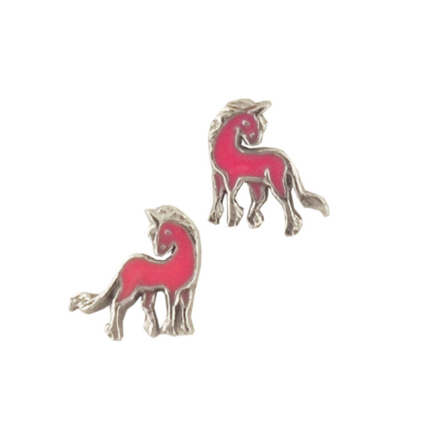 Ohrstecker rosa Einhorn 925 Silber e-coated