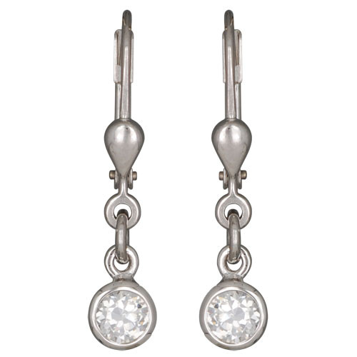 Ohrhänger Kristall 4 mm in Crystal 925 Silber e-coated