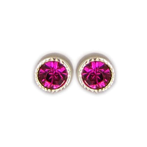 Ohrstecker Kristall 3mm in Fuchsia