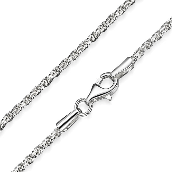 Kordelkette geschliffen 925 Silber rhodiniert 45 cm