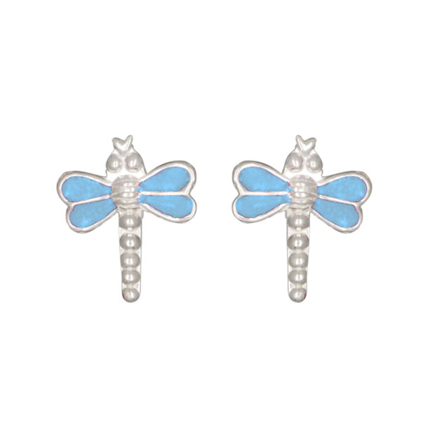 Libelle Ohrstecker blau 925 Silber