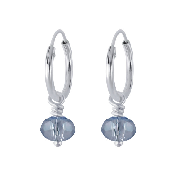 Creole 12 mm Montana Kristall 5 mm 925 Silber e-coated