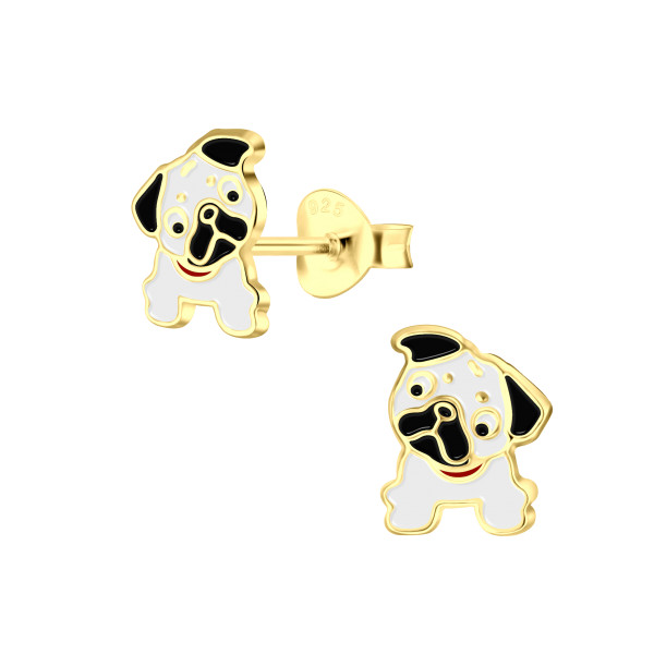 Ohrstecker kleine Bulldogge 925 Silber vergoldet e-coated