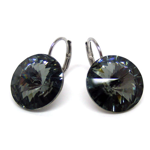 Ohrhänger Kristall 12 mm in Black Diamond