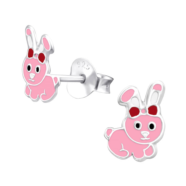 Ohrstecker rosa Häschen 925 Silber e-coated