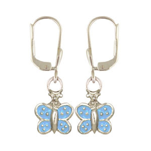 Schmetterling Ohrhänger hellblau mir silbernen Punkten 925 Silber
