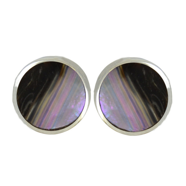 Ohrstecker BLACK LIP 2TONE 6 mm 925 Silber rhodiniert