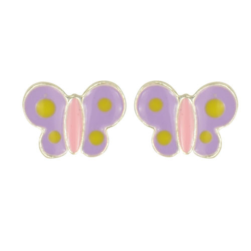 Ohrstecker Schmetterling lila Silber