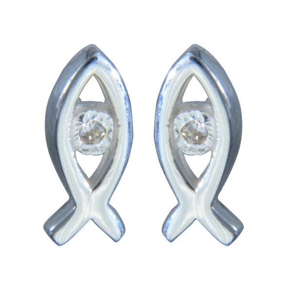 Ohrstecker Fisch mit Kristall 925 Silber e-coated