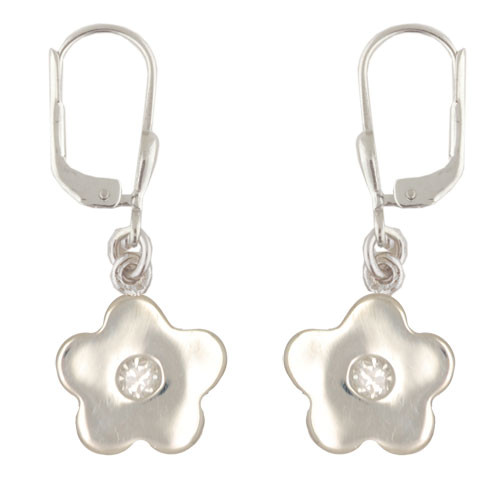 Blüte Ohrhänger mit Kristall weiß 925 Silber