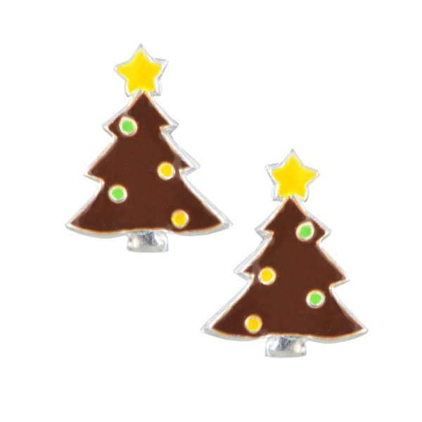 Ohrstecker Tannenbaum braun 925 Silber
