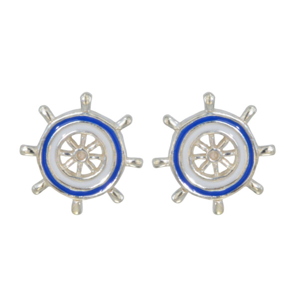Ohrstecker Steuerrad blau-weiß 925 Silber