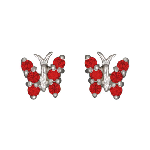 Ohrstecker Schmetterling rote Kristalle 925 Silber e-coated