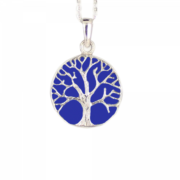 Kette 'Tree of life' Lebensbaum ECHT LAPIS 925 Silber rhodiniert