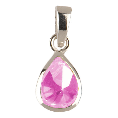 Kristalltropfen Anhänger pink 925 Silber