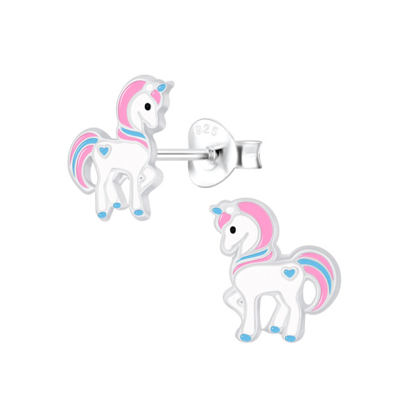Ohrstecker Einhorn rosa 925 Silber e-coated