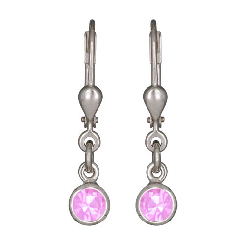 Ohrhänger Kristall 5 mm in Rosa 925 Silber e-coated