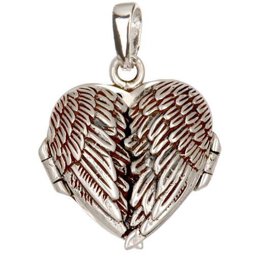 Anhänger Flügel Herz Medaillon 925 Silber