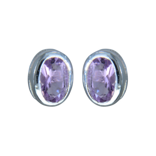 Ohrstecker Kristall Oval ECHT Amethyst 925 Silber