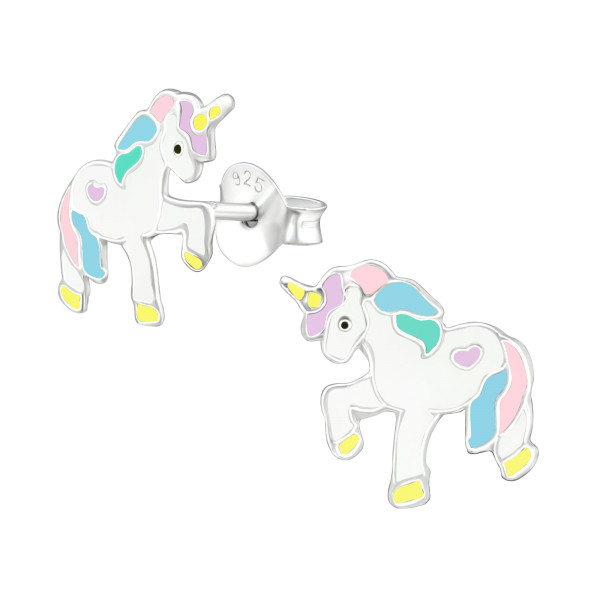 Ohrstecker Einhorn pastell 925 Silber e-coated