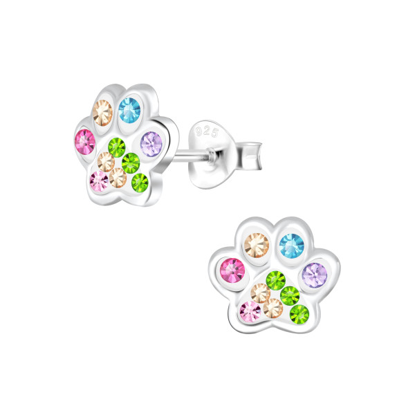 Ohrstecker REGENBOGEN Tatze 925 Silber e-coated