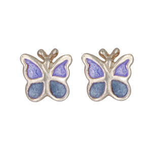 Ohrstecker Schmetterling blau mini 925 Silber e-coated