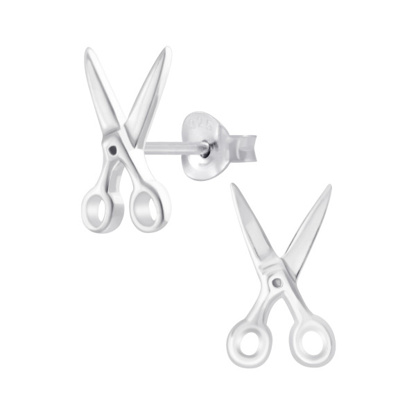 Ohrstecker Schere 925 Silber e-coated