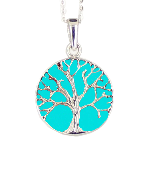 Kette 'Tree of life' Lebensbaum ECHT TÜRKIS 925 Silber rhodiniert
