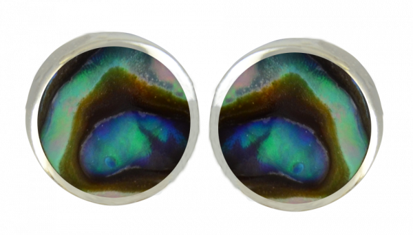 Ohrstecker Abalone 6 mm 925 Silber rhodiniert