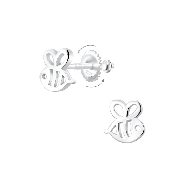 Ohrstecker Biene cutout 6 mm 925 Silber Drehverschluss