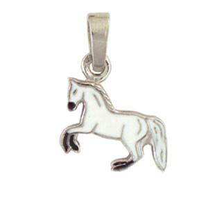 Pferd Anhänger weiß 925 Silber