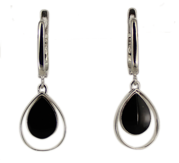 Ohrhänger oval schwarz rhodiniert 925 Silber