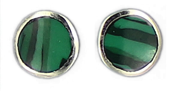 Ohrstecker Malachite 6 mm 925 Silber rhodiniert