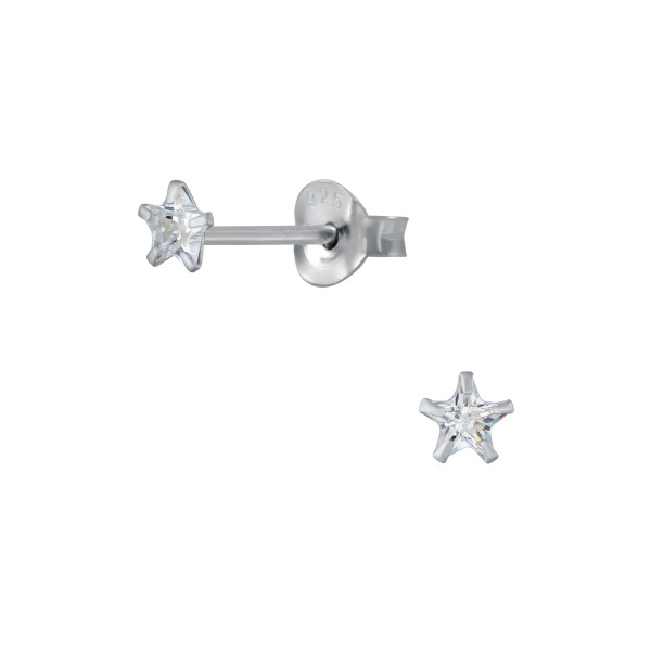 Ohrstecker Mini Glitzerstern 3 mm 925 Silber e-coated