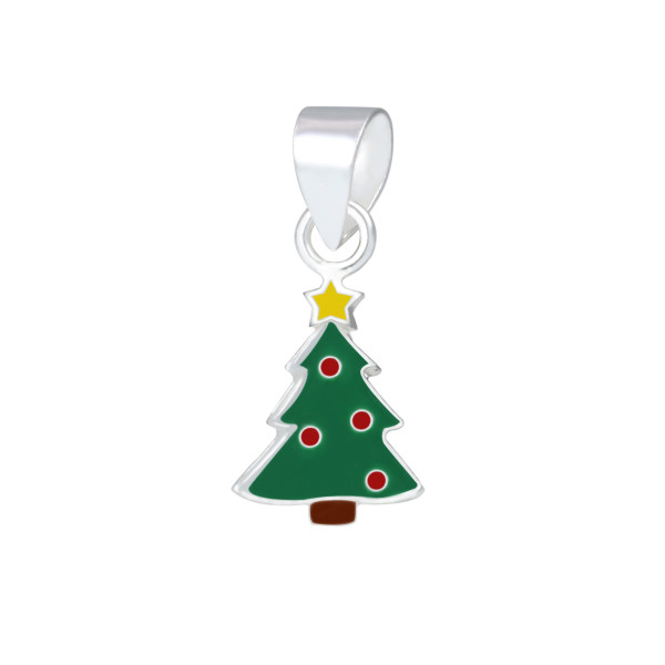 Anhänger Tannenbaum grün 925 Silber e-coated