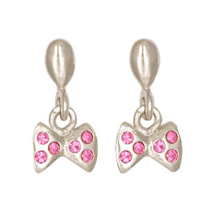 Schleife Ohrhänger rosa Kristalle 925 Silber