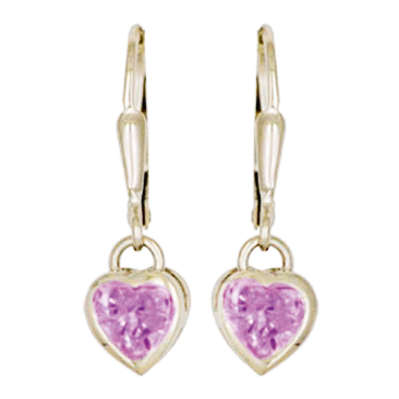 Ohrhänger Kristall Herz 7 x 6 mm in Lilac 925 Silber