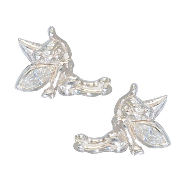 Ohrstecker 925 Silber Elfe mit Kristall